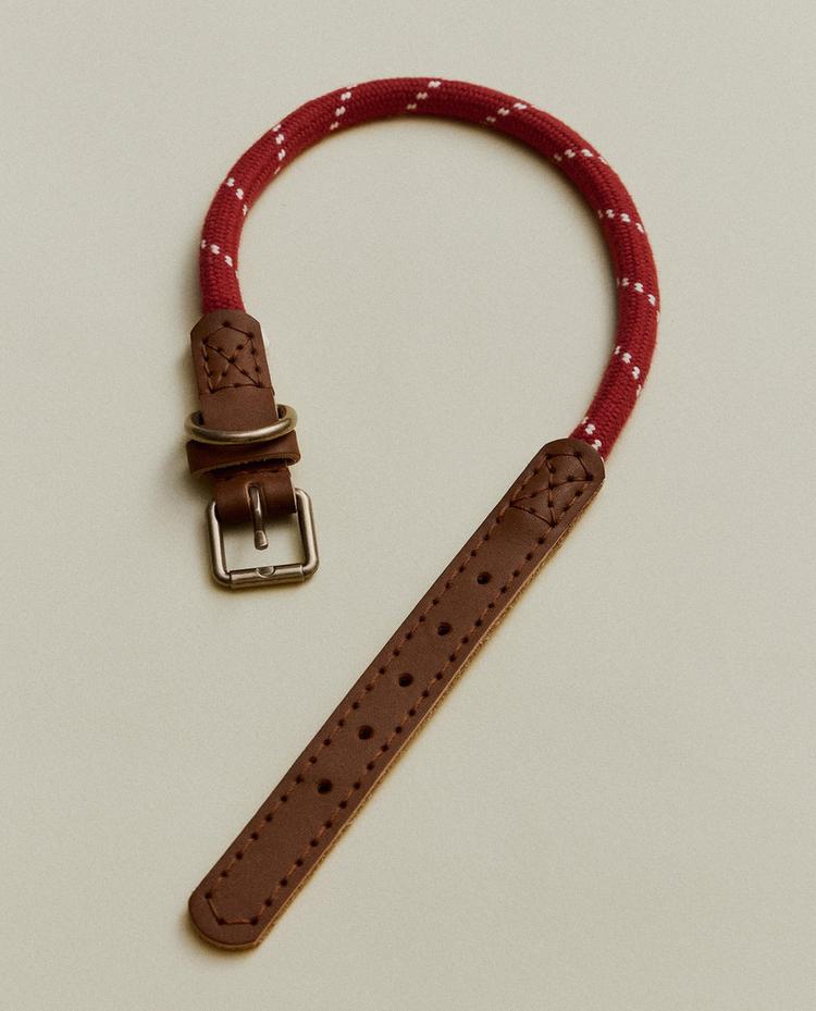 LEATHER AND ROPE PET COLLAR