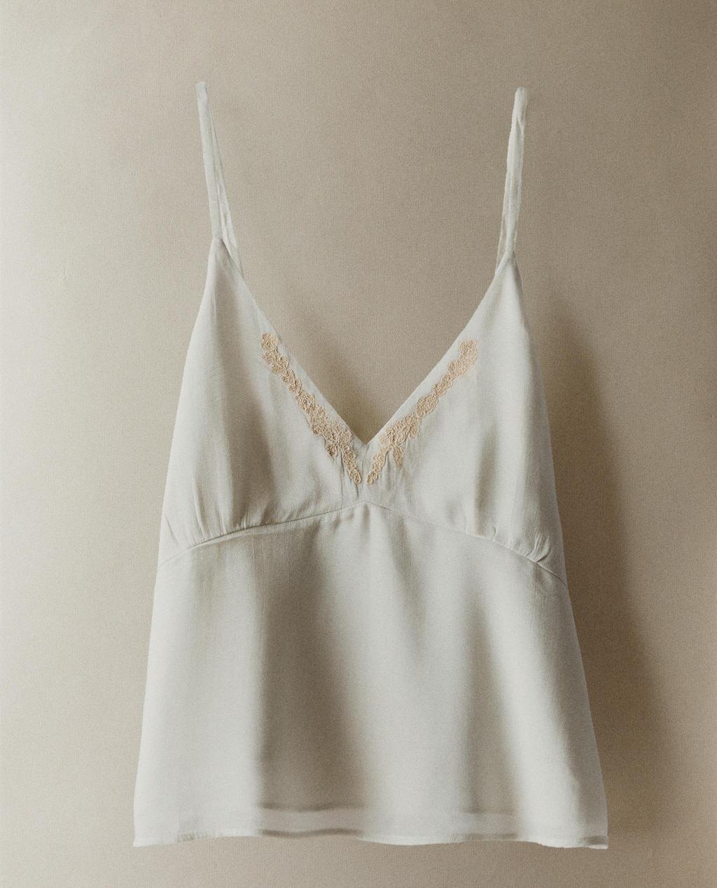 SUEDE EMBROIDERED STRAPPY TOP