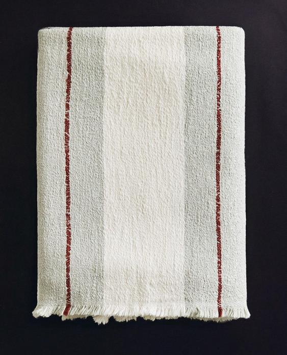 STRIPED COTTON LINEN THROW