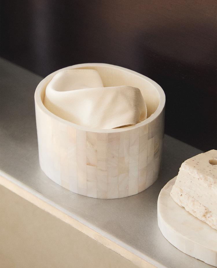 MOTHER-OF-PEARL BATHROOM ORGANISER JAR