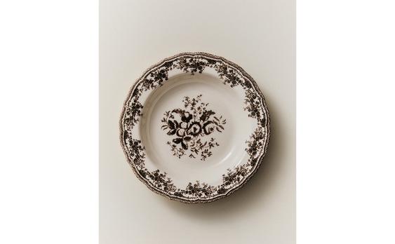FLORAL EARTHENWARE SOUP PLATE