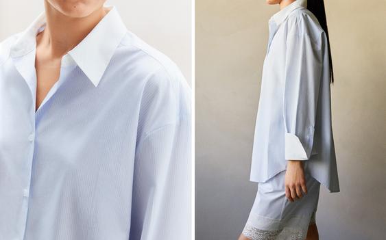 CHEMISE CACHE-COU À RAYURES