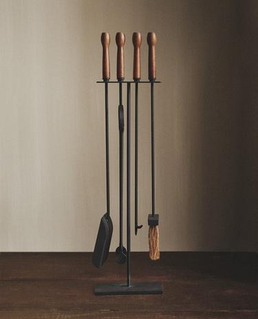 SUPPORT EN FER POUR ACCESSOIRES DE CHEMINÉE