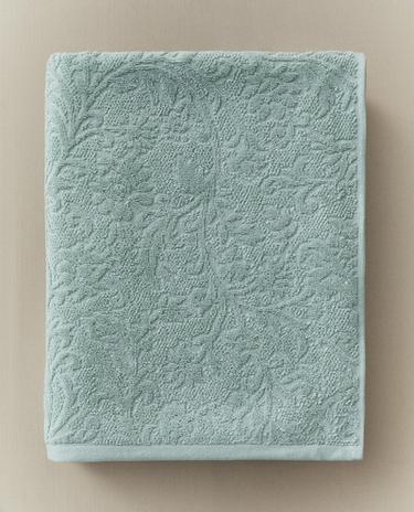 SERVIETTE DE BAIN JACQUARD FLEURS