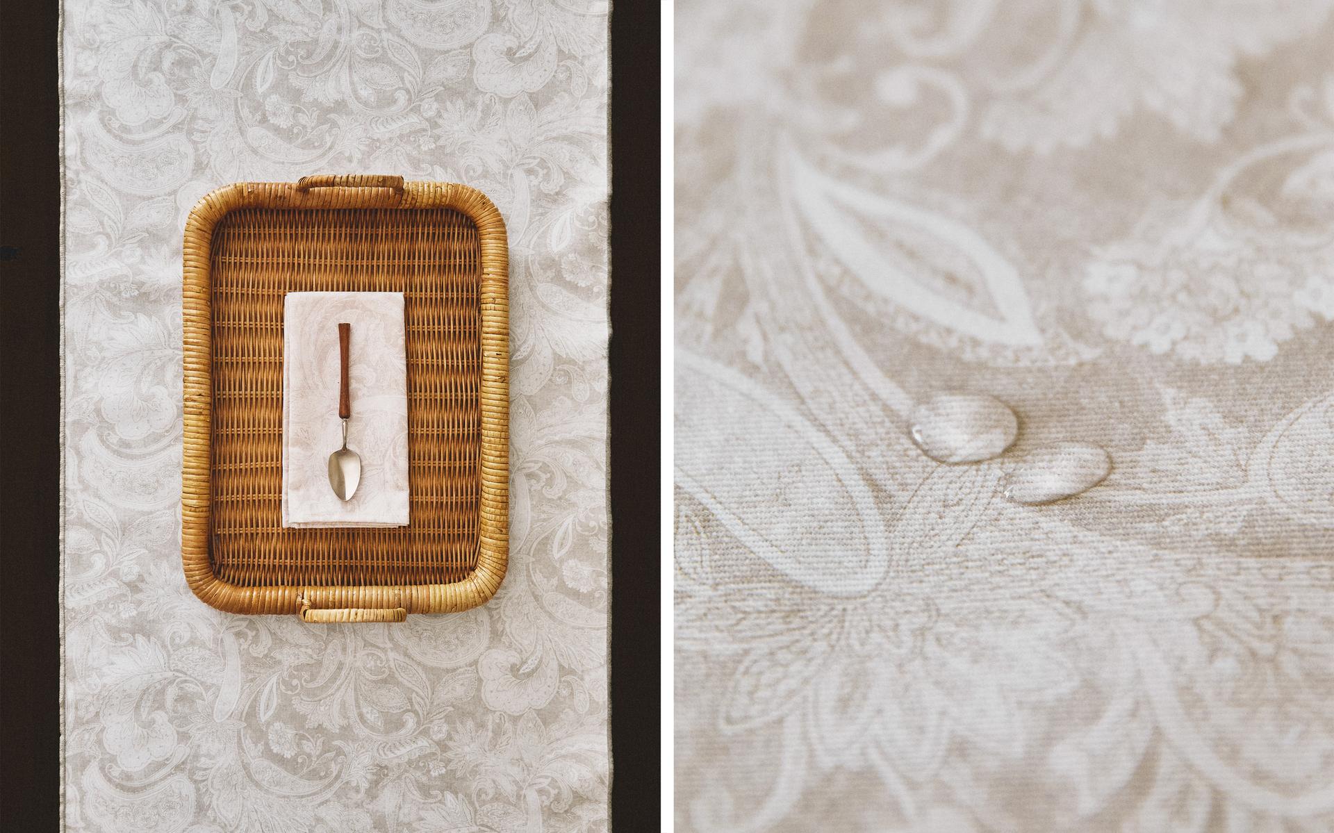 CAMINHO DE MESA RESINADO COM ESTAMPADO PAISLEY