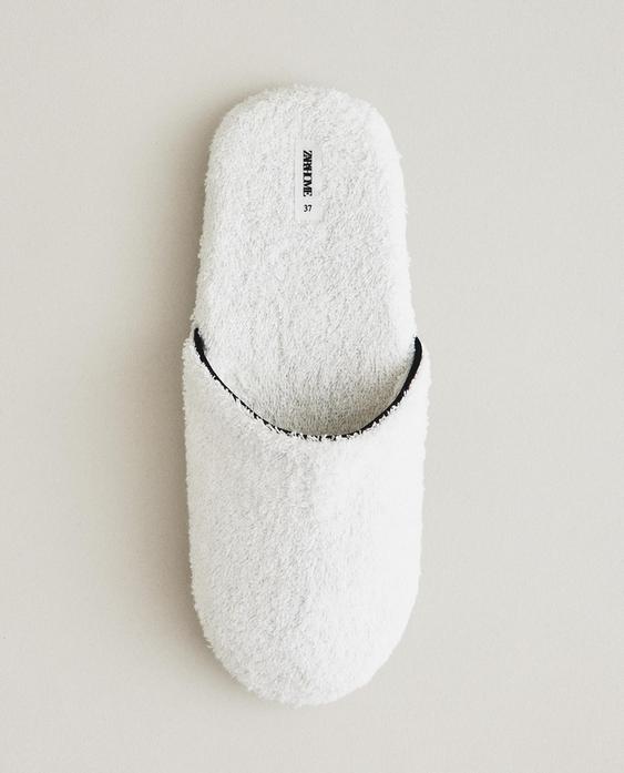 TERRY BATHROOM SLIPPERS WITH TRIM