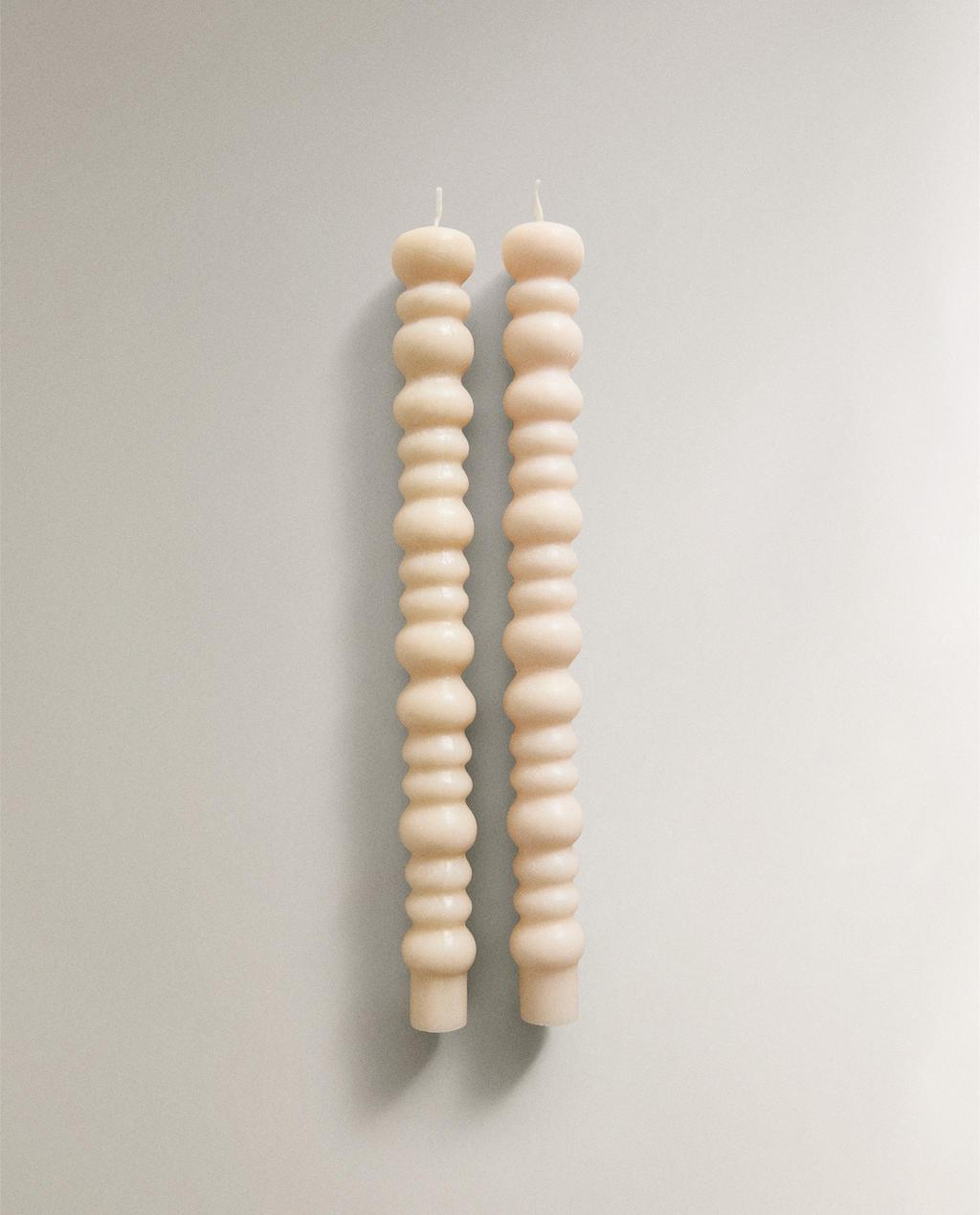 SET OF DECORATIVE WAVY CANDLES (SET OF 2)