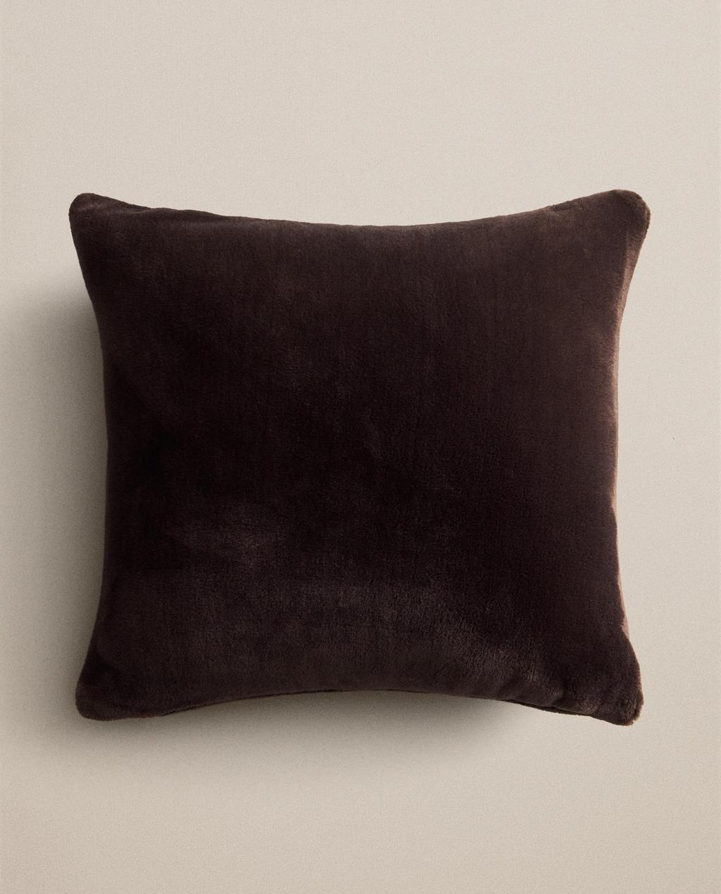 SOLID FAUX FUR CUSHION COVER