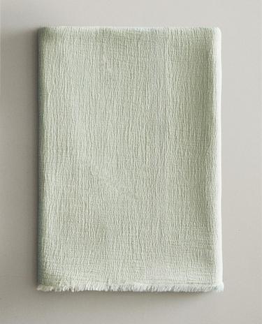 COTTON THROW WITH FRINGING