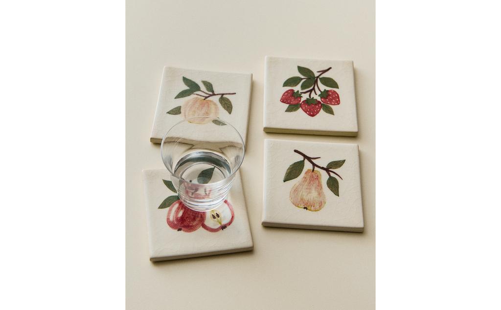 PACK OF FRUIT STONEWARE COASTERS (PACK OF 4)