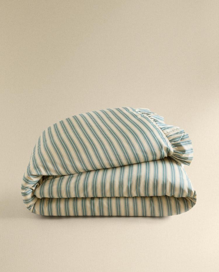 STRIPED DUVET COVER WITH RUFFLE TRIM | KATHARINE POLE