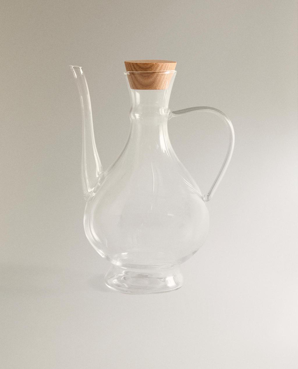 BOROSILICATE CRUET WITH WOODEN STOPPER