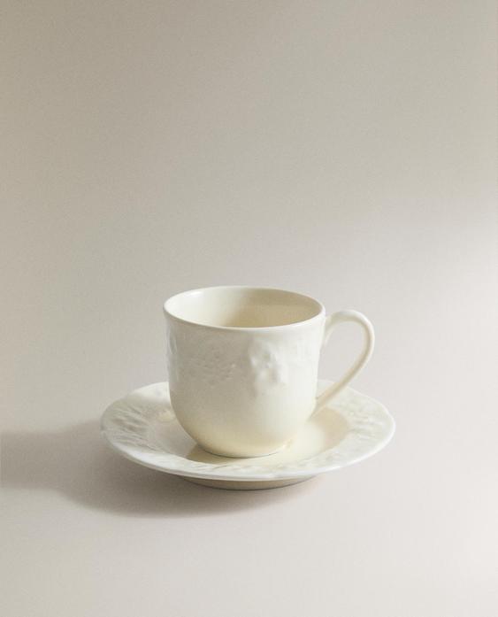 TASSE À CAFÉ AVEC SOUCOUPE PORCELAINE RAISIN