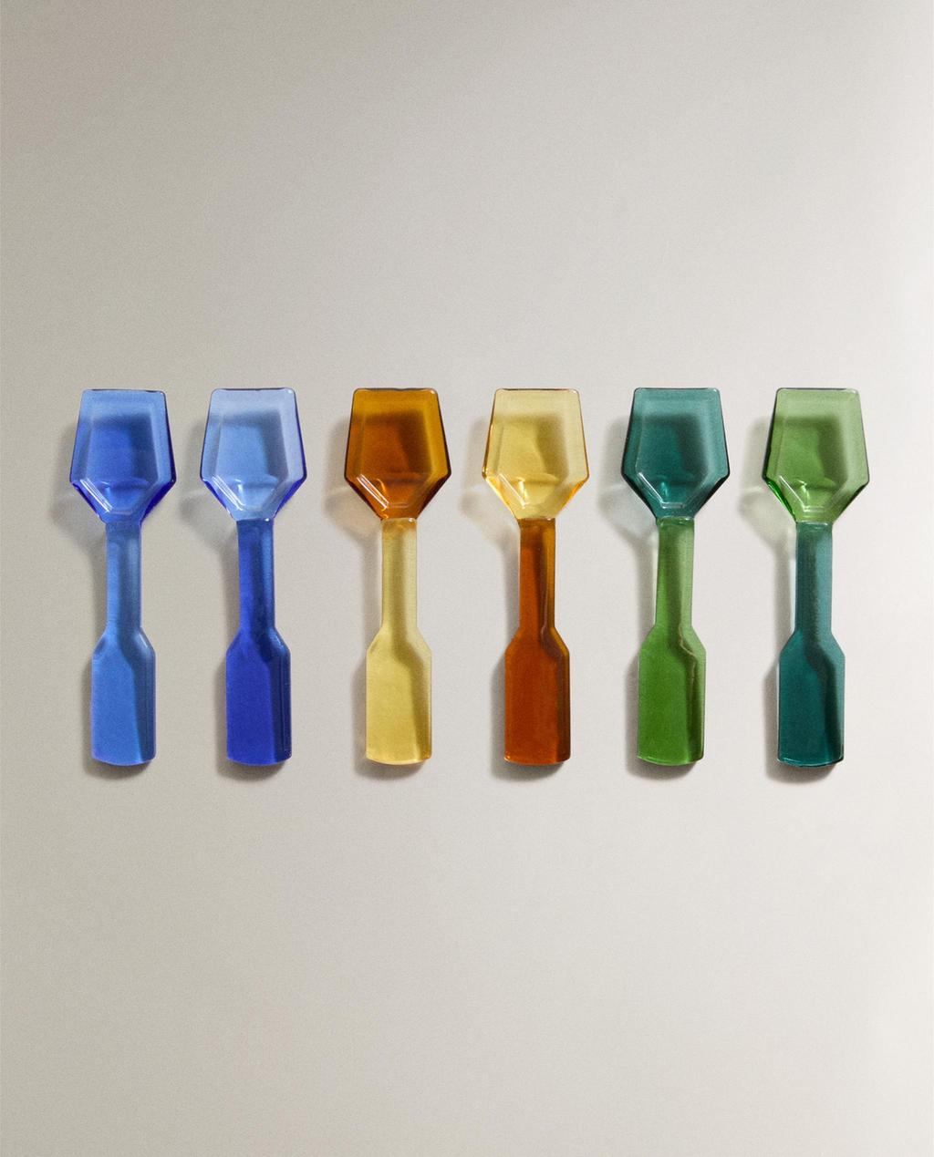 LOT DE 6 CUILLÈRES À GLACE EN BOROSILICATE MULTICOLORE