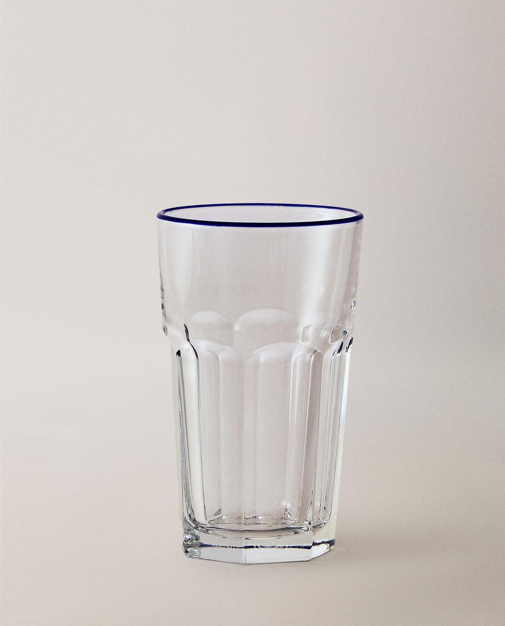 GLASS TUMBLER WITH RIM