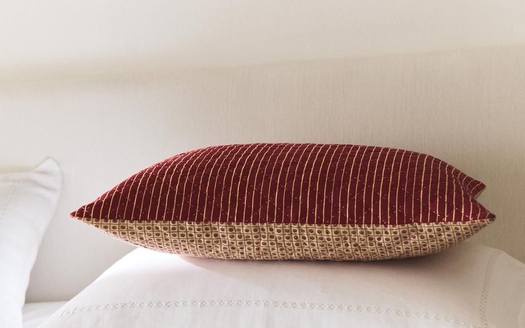 FLORAL AND STRIPED CUSHION COVER | KATHARINE POLE