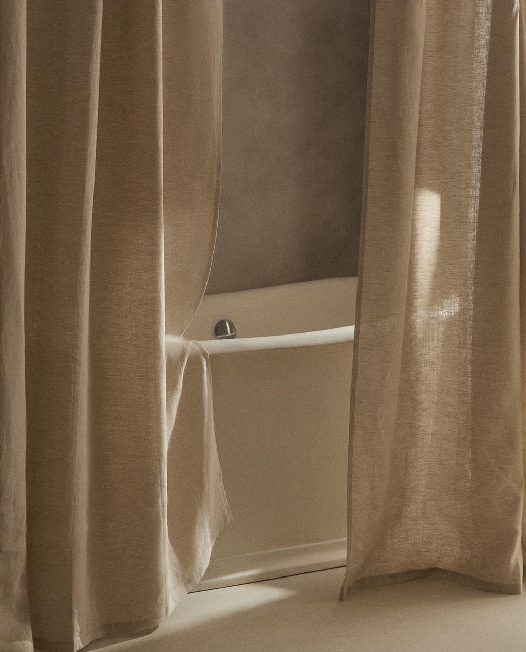 TRANSLUCENT LINEN SHOWER CURTAIN