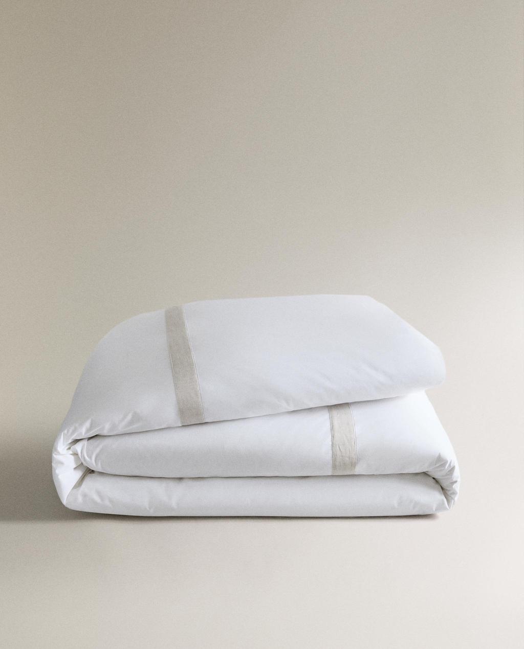 COTTON DUVET COVER WITH LINEN BORDER