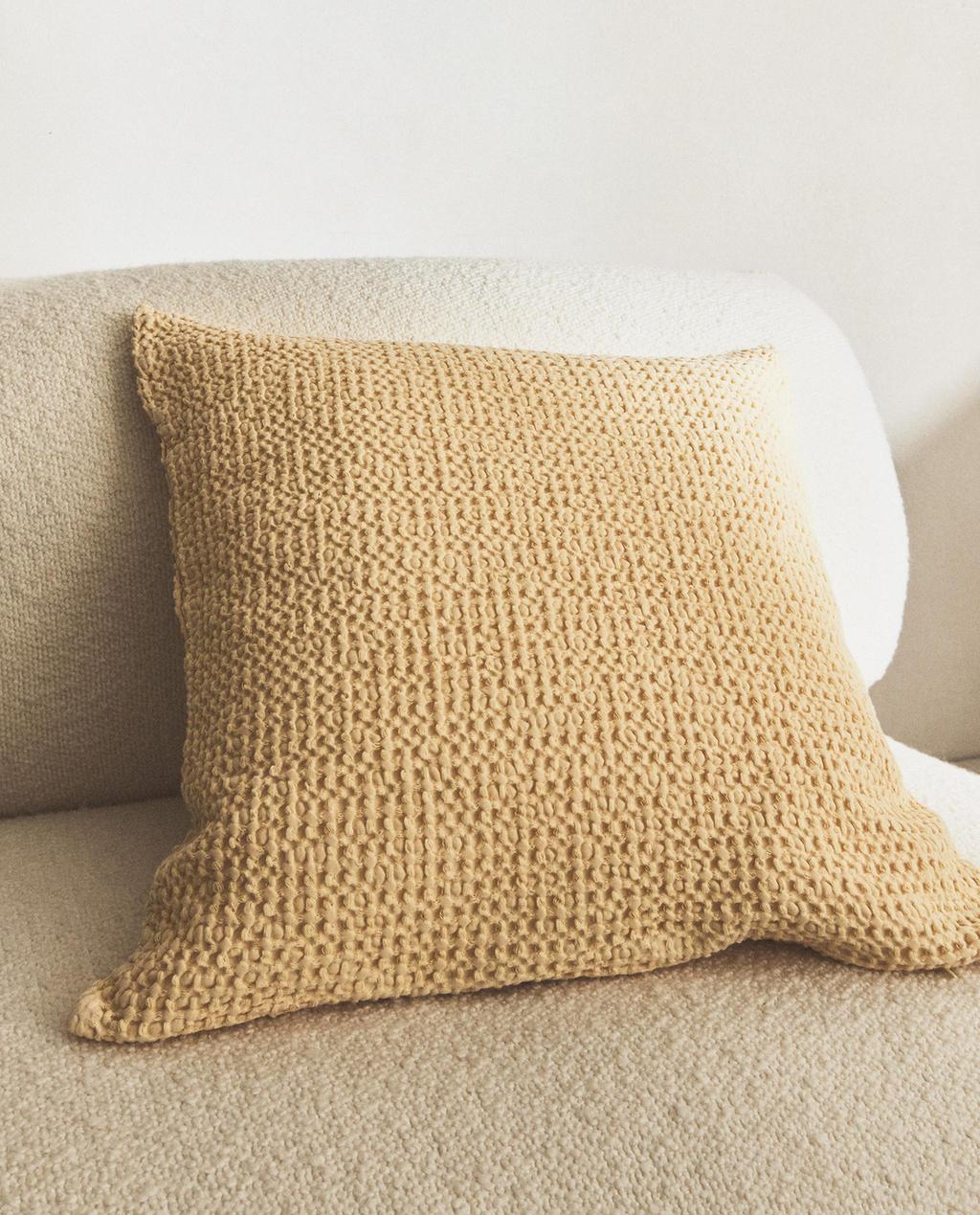 WAFFLE-KNIT CUSHION COVER