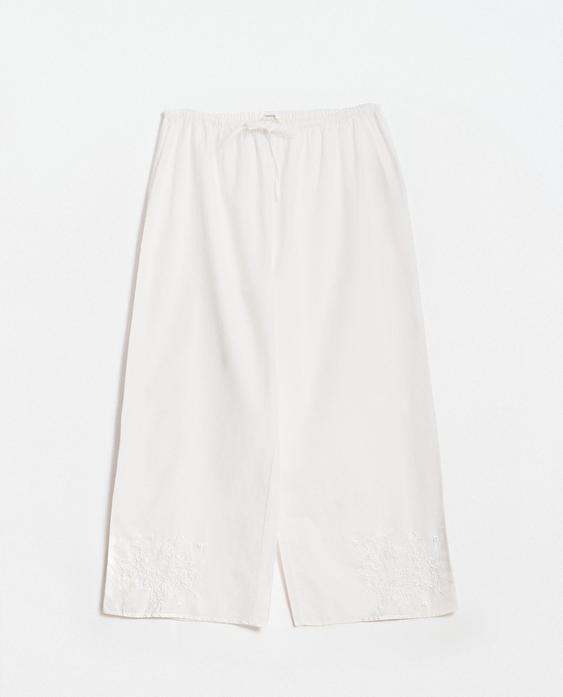EMBROIDERED COTTON TROUSERS