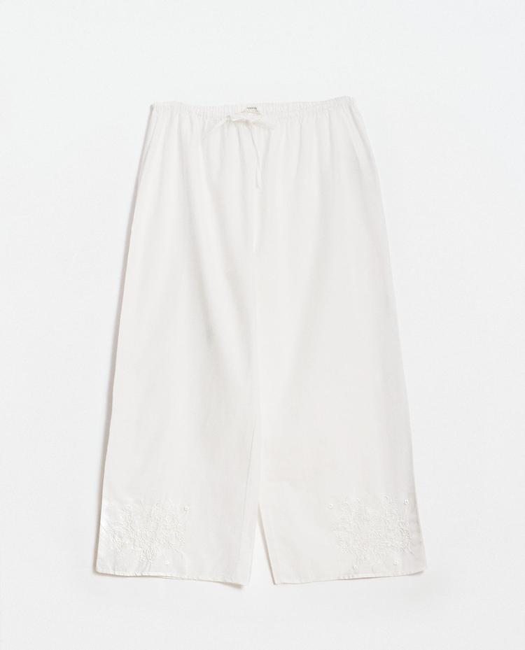 EMBROIDERED COTTON TROUSERS