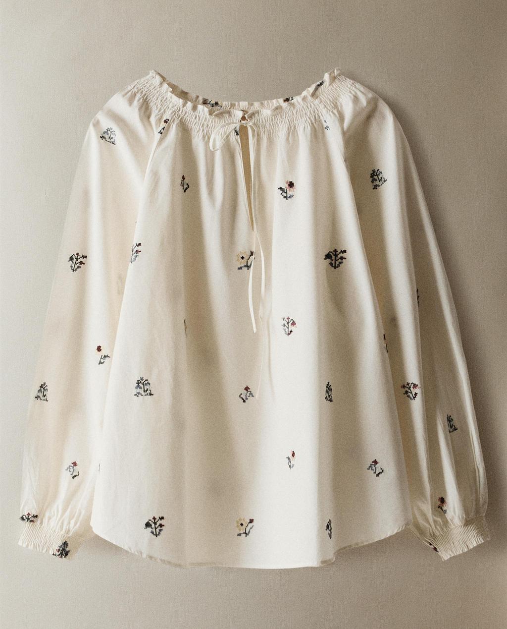 FLORAL EMBROIDERED SHIRT PAJAMA