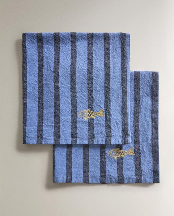 PACK OF STRIPED DYED THREAD NAPKINS (PACK OF 2)