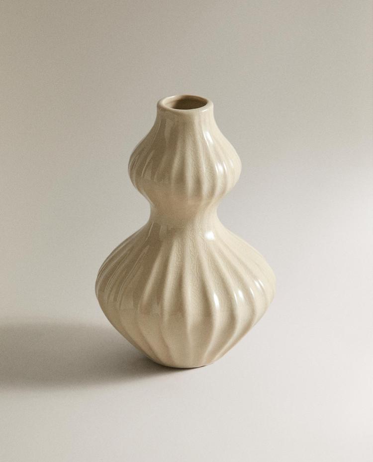 VASE CÉRAMIQUE ÉMAILLÉE RAYURES