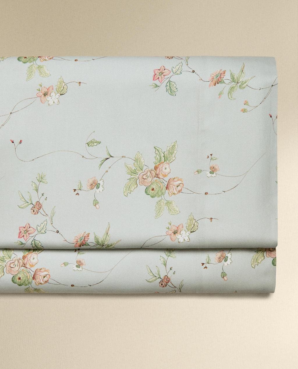 FLORAL BRANCH SATEEN FLAT SHEET (300 THREAD COUNT)
