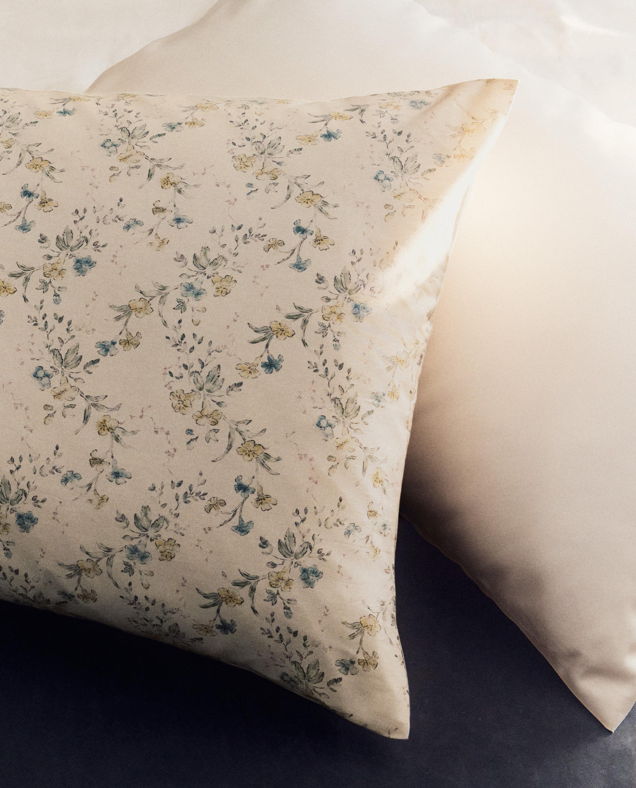【必見】ZARA  フラワープリント掛け布団カバー 240x220 cm フラワープリント サテン 掛け布団カバー (スレッドカウント300