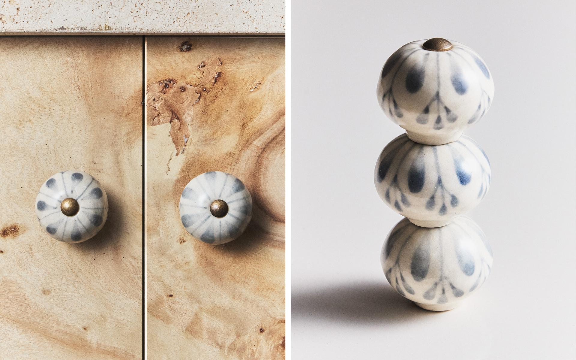PACK OF CERAMIC FLOWER DOOR KNOBS (PACK OF 2)