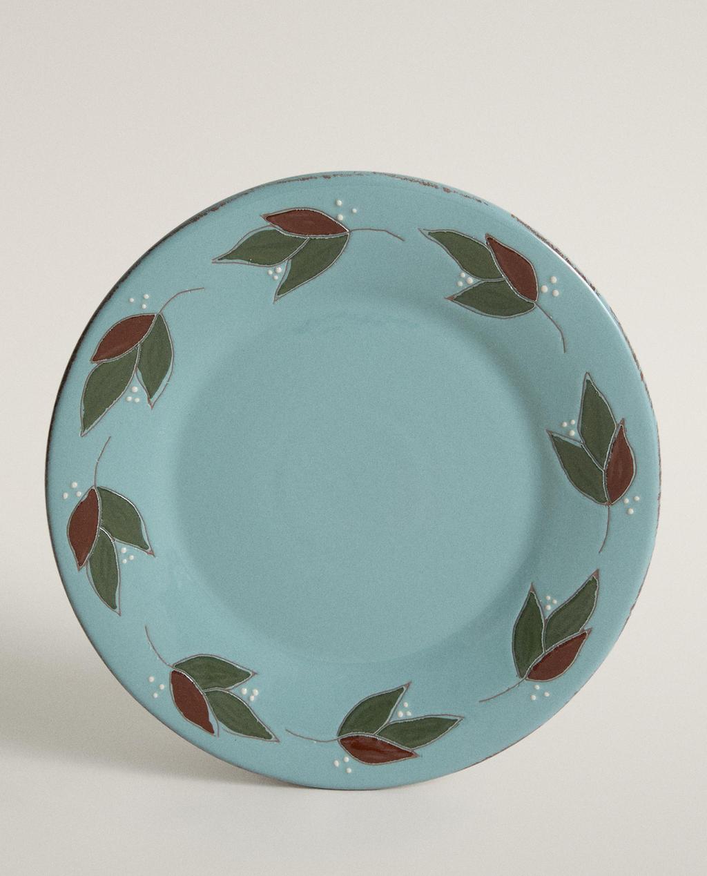 LEAF PRINT EARTHENWARE DINNER DISH