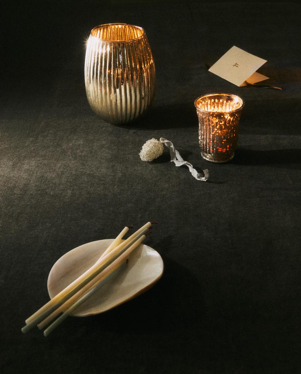 CHRISTMAS MERCURISED CANDLE HOLDERS