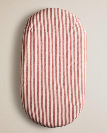 HOUSSE MATELAS À LANGER BÉBÉ LIN ET COTON RAYURES