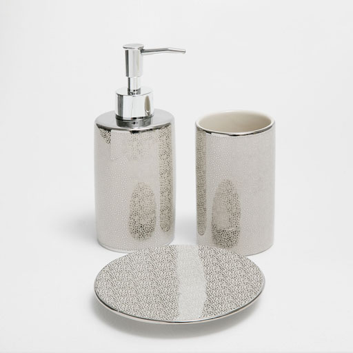 immagine del prodotto accessori per il bagno in ceramica argentata