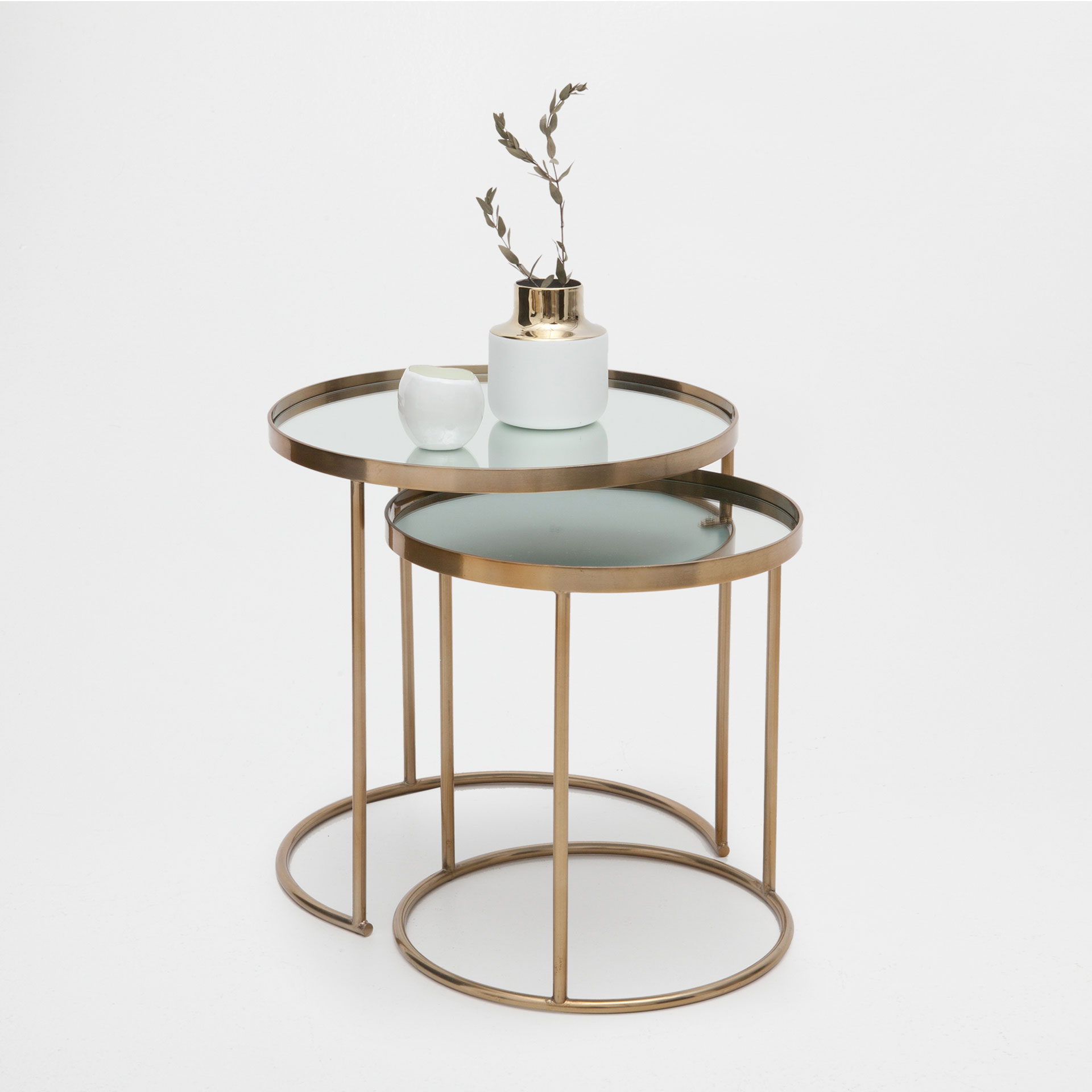 Round Gold Nest Of Tables Set 2 Furniture Decoration Image 1 Of The Product Round Gold Nest Tables Set 2