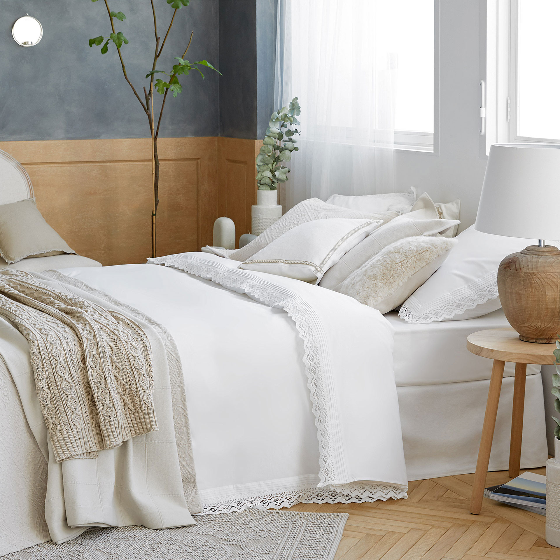 Lace Trim Percale Cotton Duvet Cover Covers Bedroom Image 2 Of The Product Lace Trim Percale Cotton Duvet Cover