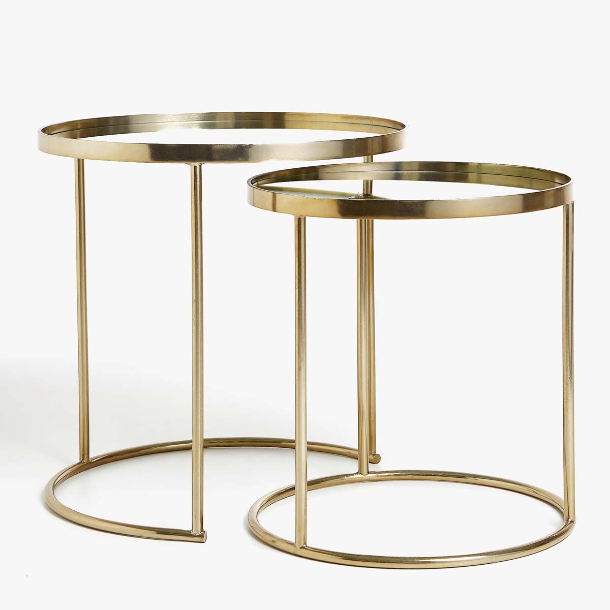 Round Gold Nest Of Tables Set 2 Furniture Decoration Zara Mirrored Nesting Tables Set Of 2