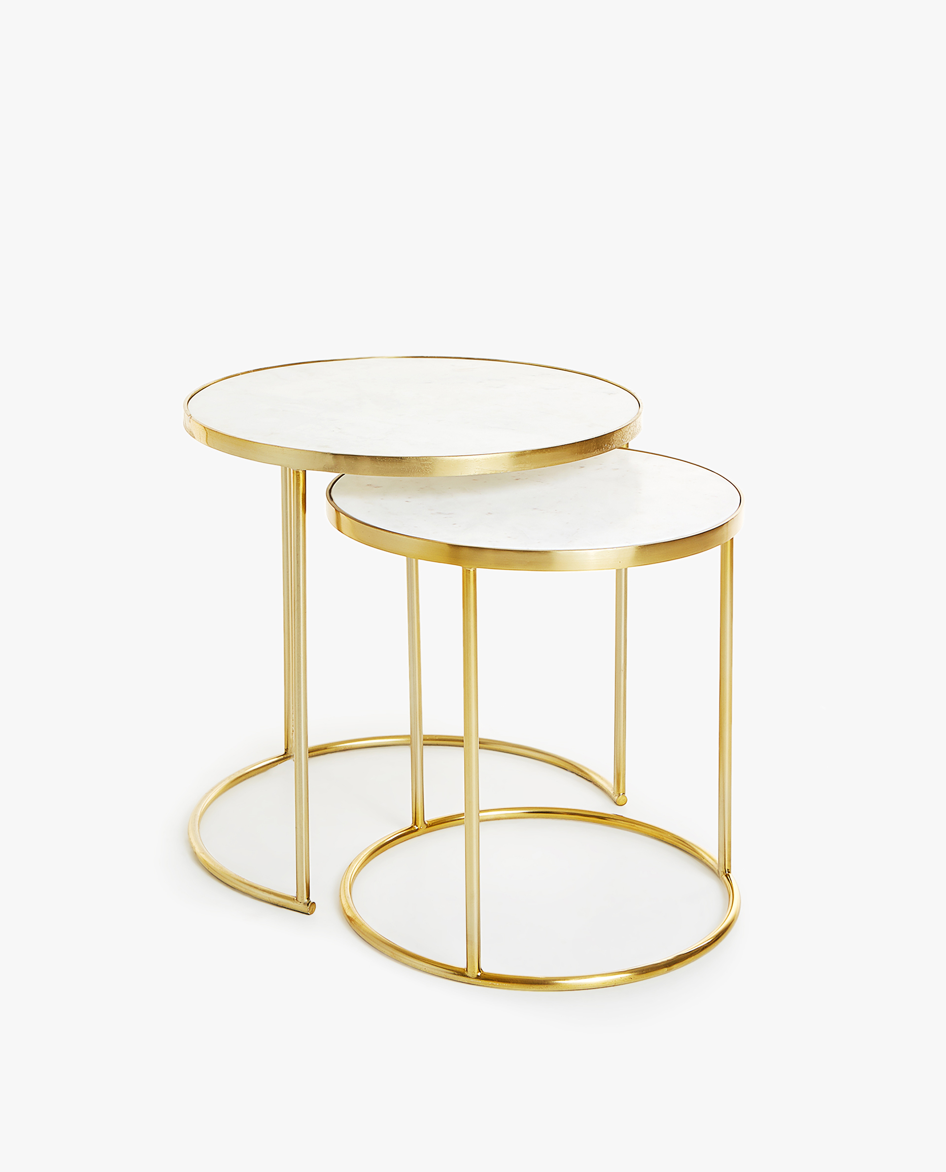 Marble Nesting Tables With Golden Base Set Of 2 Zara Home Paraguay Marble Nesting Tables With Golden Base Set Of 2