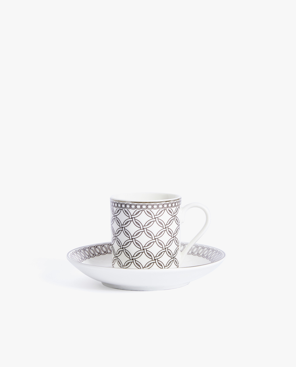 Porcelain Coffee Cup And Saucer With Silver Rim Zara Home Zara Home Hrvatska