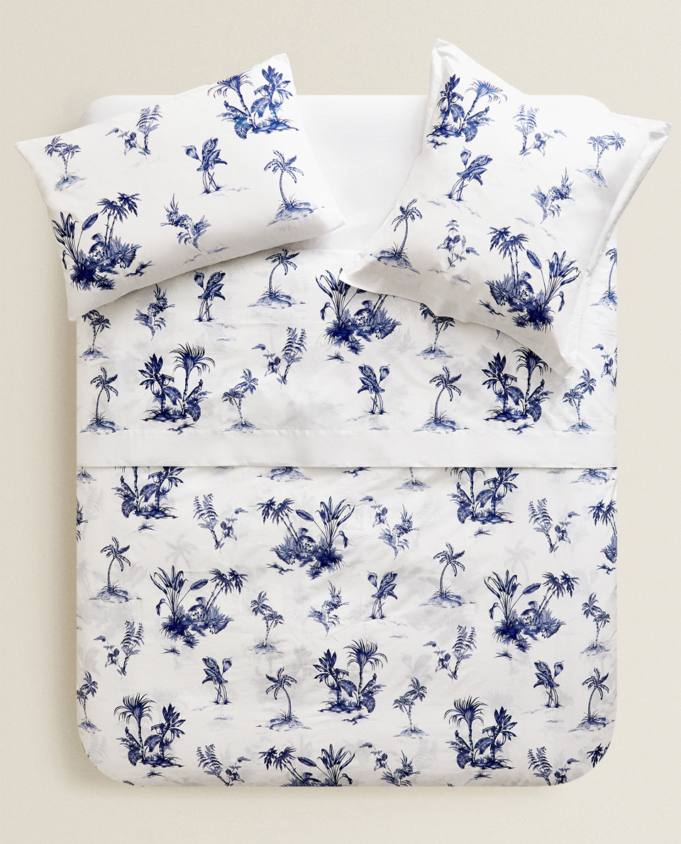 Blue Palm Tree Print Duvet Cover Duvet Covers Bed Linen