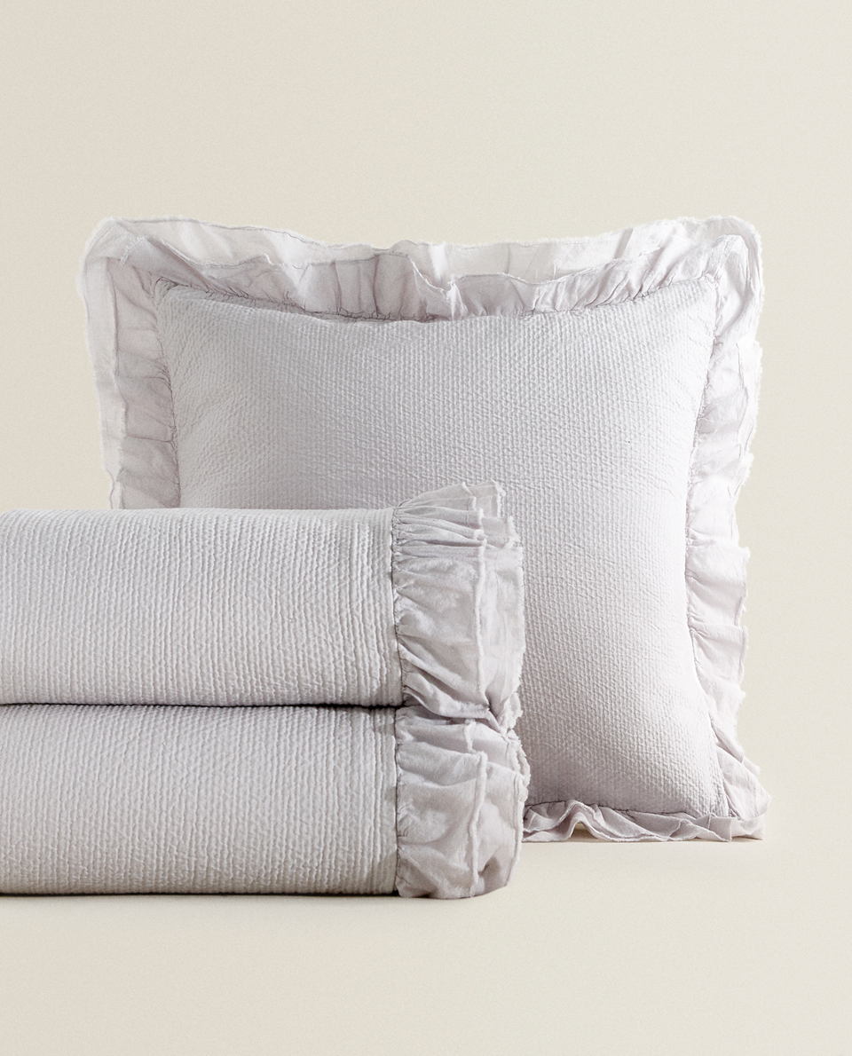 Cift Farbalali Pamuklu Yatak Ortusu Yeni Urunler New Collection Zara Home Turquia