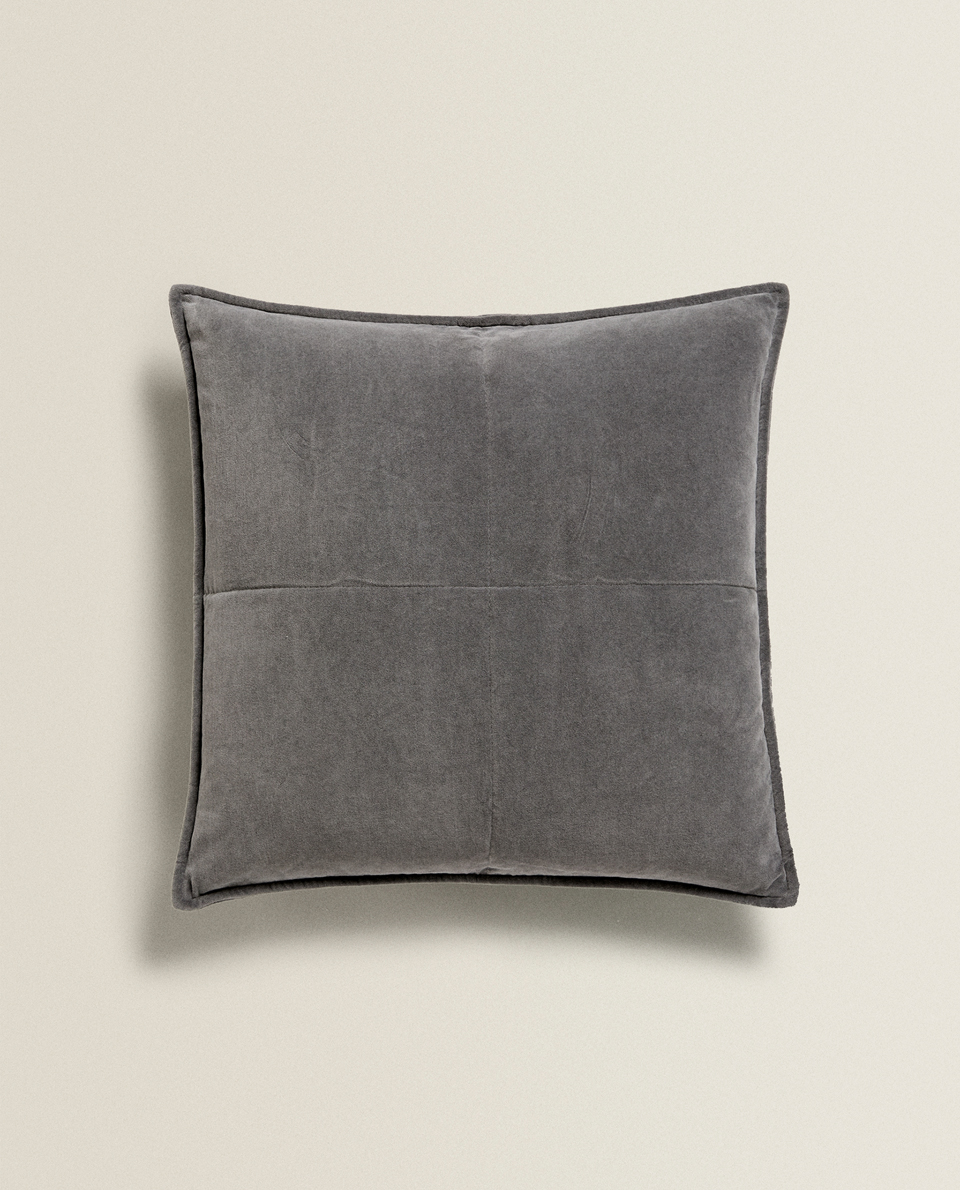 Grey Velvet Cushion Cover Accesories Loungewear Bedroom
