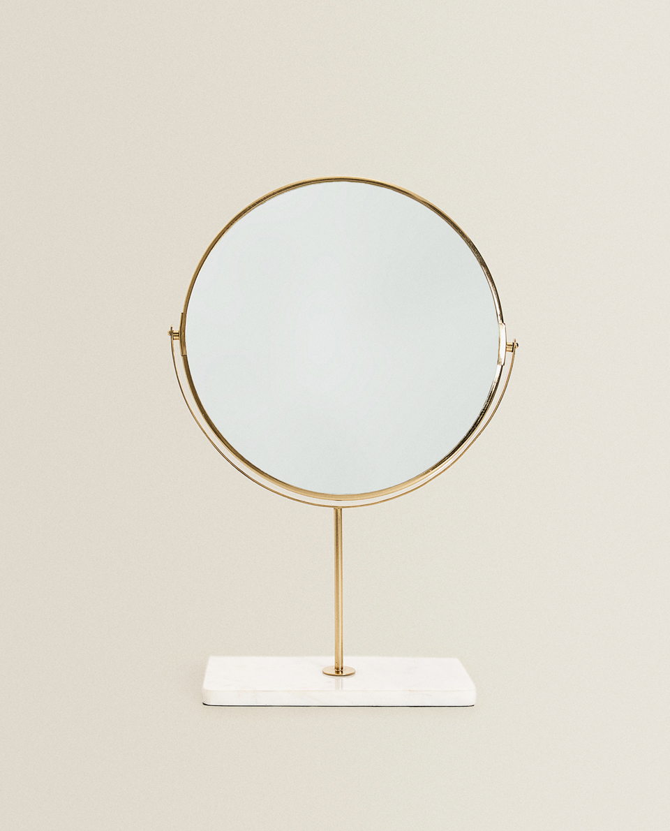 Stand Up Mirror With Marble Base