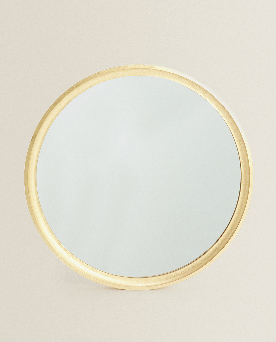 Round Mirror With Golden Frame