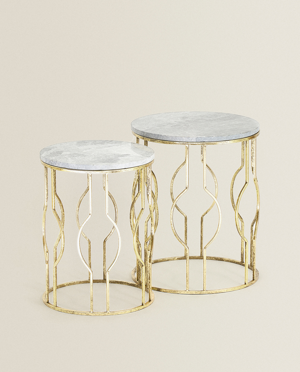 ROUND MARBLE TABLES (SET OF 2) - OFF 