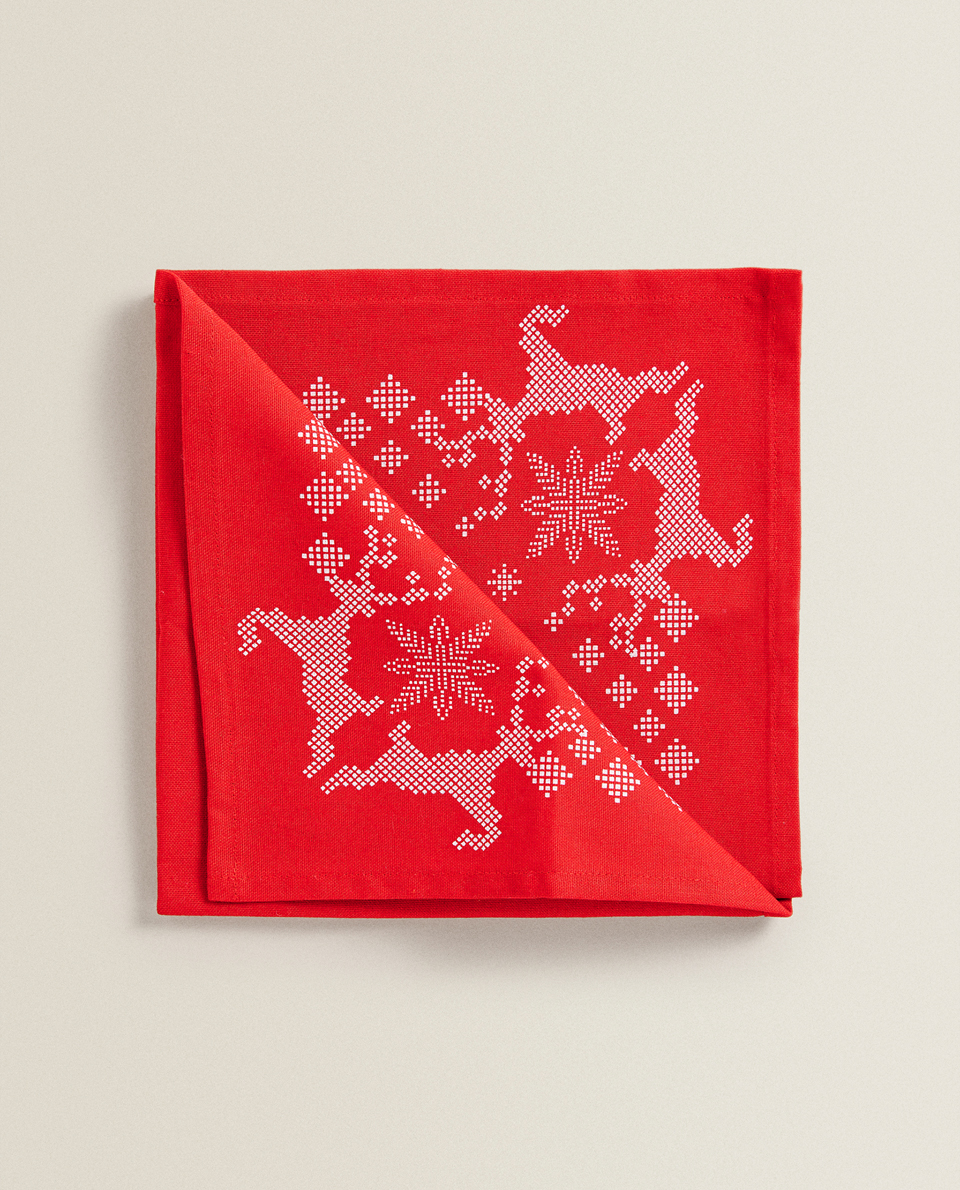 Tovaglioli Con Stampa Di Renne E Fiocchi Di Neve Pack Da 2