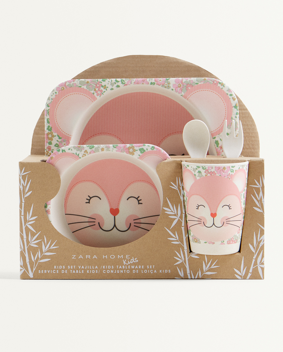 Cat Bamboo Tableware Set