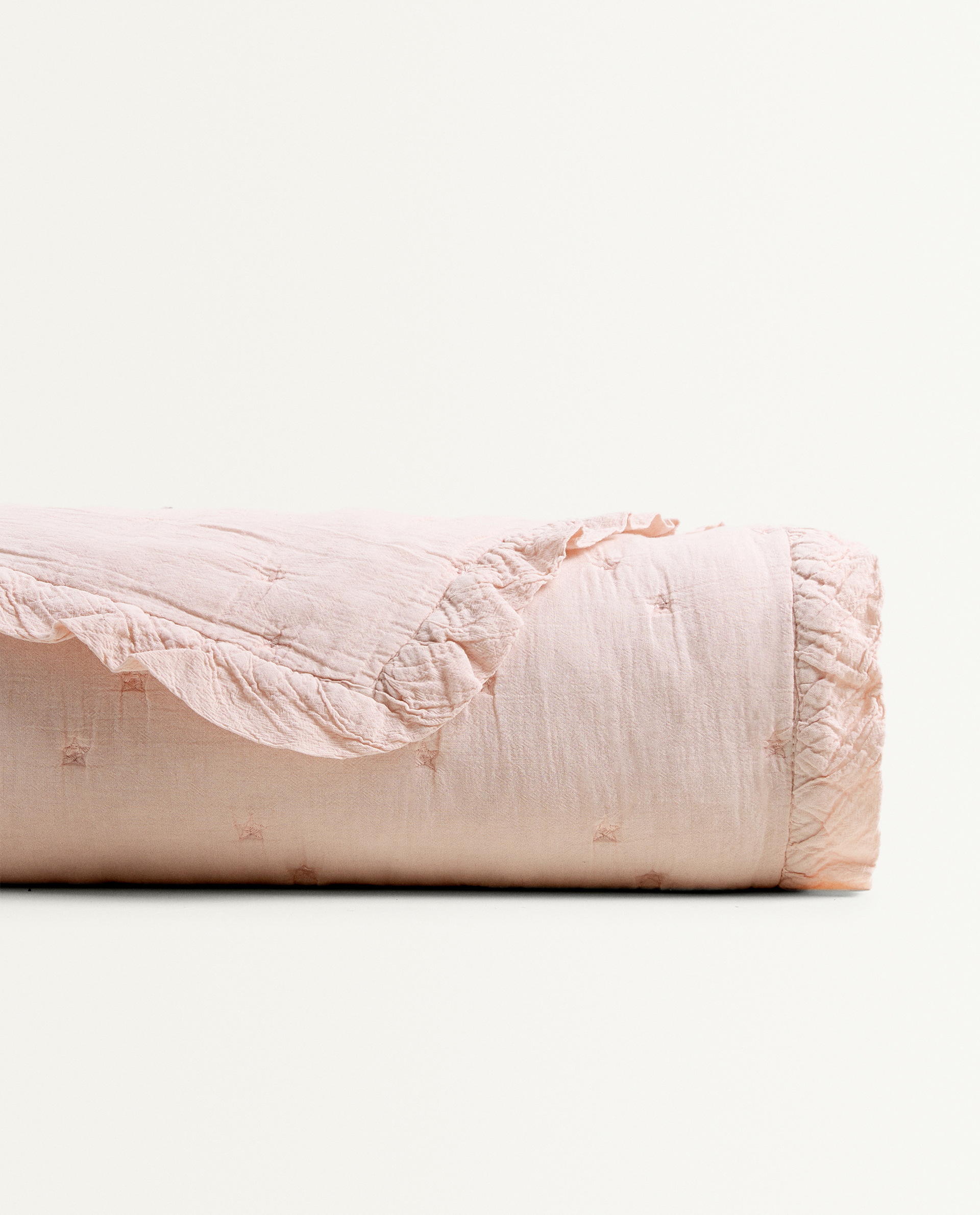 Embroidered Quilt With Ruffles Zara Home Turkiye Turkey
