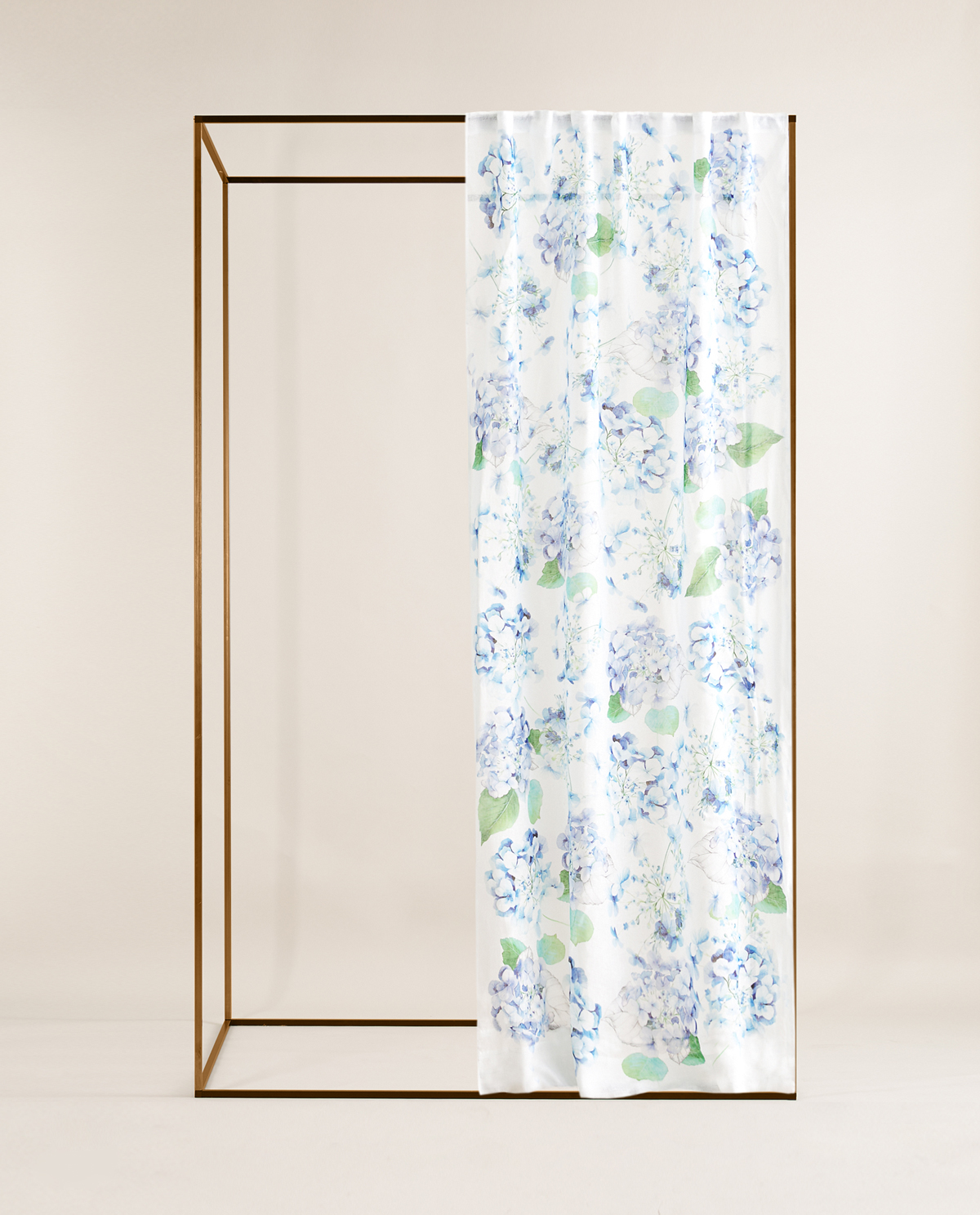 plant print linen curtain
